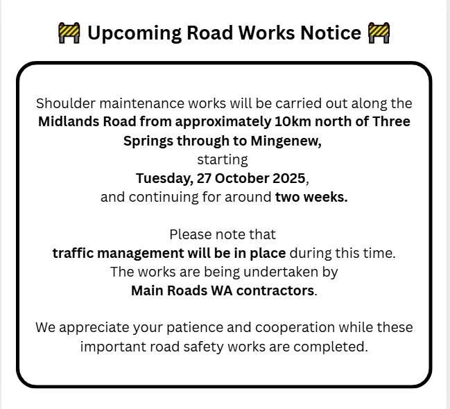 Road Works Shoulders 23.10.2025